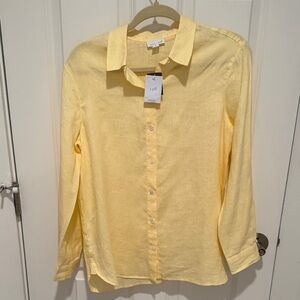 J. Jill Light Sunlight Yellow Linen Shirt Size S NWT